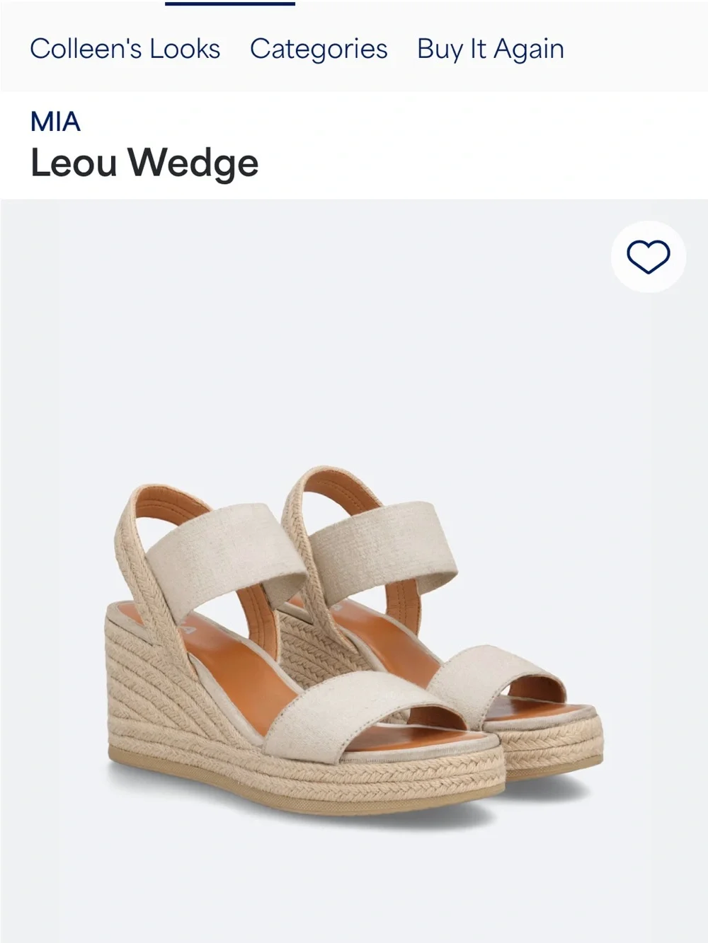 MIA Off White Espadrille Wedge Sandals Size 8